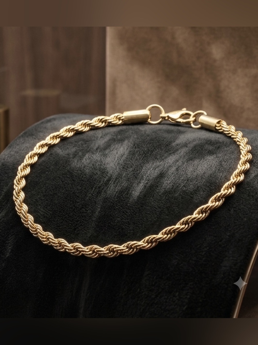 Rope 14k Gold Plated 9 inch long and 4mm width men’s bracelet - CLEARANCE!
